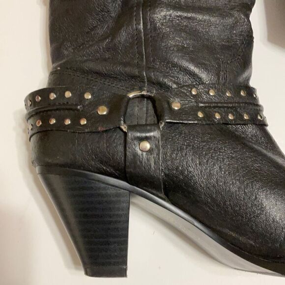 Dingo Emma Slouchy Western Boot, 7. Black withSilver Hardware. - Picture 3 of 16